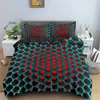3D petek yorgan kapağı soyut geometrik yatak seti mikrofiber yorgan kapağı yastık kamışları ile krallar için krallar