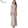 Festklänningar Fashion Sequin Rose Gold Long Evening Dress Sexig dragkedja Bakklänningar Backless golvlängd Graduation Prom