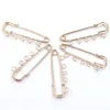 Brosches Rose Gold Plated Safety Pins 5 Hål Kontakter Legering för smycken DIY gör hantverk Sykläder Tillbehör 57mm