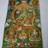 Accessoires 36 "Tibet Tibetan Bouddhisme en tissu brodé Bouddhisme vert tara kwanyin tangka peinture murale de méditation suspendue décoration intérieure