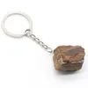 Natural Stone Raw Key Chain Rough Gemstone Keychain Natural Crystal Gem Stone Keyring Holders Fashion Jewelry