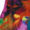 基本的なカジュアルドレス夏の女性コントラストカラータイ染色ドレス印刷メッシュスリムミディドレス女性シックパーティーベスティドスローブデソワール2403