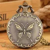 Steampunk Butterfly Design Mens Womens Quartz Analog Pocket Watch Arabic Number Dial Top Gift Pendant Clock for Kids Halsband Chai209D