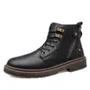 Botas Inverno de Alta Qualidade Homens Aumentando Homem Aumentar Palmilha 8cm Couro Motocicleta Combate Cowboy