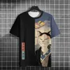 メンズTシャツレトロアニメキャットメンズTシャツ夏OネックカジュアルショートSLVE TS特大の短いSLVEメンズ衣類男性ストートウェアトップY240314