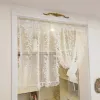 Curtains Korean Ruffled Edge Door Curtains for Living Room White Lace Leaves Tulle Curtains for Kitchen #A507