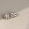 Stud Earrings 2024 Korean Big Crystal Zircon For Women Fashion Gold Color Metal Earring Jewelry Gifts Wholesale