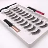 10 par Magnetiska falska ögonfransar Kit Återanvändbart självhäftande remsor med eyeliner Applicator Eye Makeup Accessories 240305