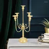 Candle Holders Light Luxury Retro Metal Candlestick Ornament 3/5 Arms Candelabra European Holder Wedding Party Decor