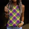 Kvinntankar 2024 Fashion Leisure Carnival Tryckt rund hals ärmlös t-shirt topp kvinnlig kläder bluas para mujer