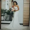 2024 Meerjungfrau-Hochzeitskleid für die Braut, Brautkleider, trägerlos, Perlenspitze, Brautkleider für afrikanische Nigeria, schwarze Frauen und Mädchen, einfache Stile, Kleid für die Ehe NW141
