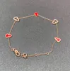 2024 Luxury quality charm pendant bracelet with red agate in 18k rose gold plated have stamp PS3145B