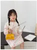 Designer Girls Metal Letter Buckles Handväska Ins Kids Stone Grain One Shoulder Bisar Children Chain Cross Body Bag A9893