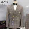 Costumes pour hommes mode Plaid pour hommes coupe ajustée Double boutonnage Blazer pantalon 2 pièces ensemble bal de mariage costume d'affaires de luxe hommes smoking