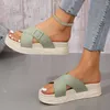 Pantofole da donna con suola spessa, moda casual estiva, in pelle solida, con fibbia per cintura, decorazione pantofola per donna, infradito antiscivolo