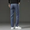 Jeans masculinos negócios casual estiramento reto moda clássico azul preto trabalho denim calças roupas jovens