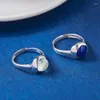 Cluster Ringe S925 Sterling Silber Charms für Frauen Männer Mode Einfachheit Glatte Runde Lapis Lazuli Prehnit Schmuck