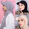 Ball Caps Muzułmańskie baseball CS z szalikiem Jersey Hijab SHL Solid Color Bandana Tuan Hat For Women Rea do noszenia czapki L240314