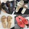 Slippers Damesmerkpantoffels C braak Hoge kwaliteit Hot nieuwe designer pantoffels 23S kleine geurige borduurgaren dubbele diamantruit platte pantoffels slippers C