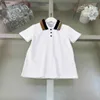 Luxury Kids Tracksuits T-shirt Set Baby Clothes Size 110-160 cm Letter Jacquard Lapel Polo Shirt and Suspender Pants 24mar