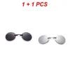 Sonnenbrille 1/2PCS Mode Clip auf Nase Männer Gläser 2024 Vintage Mini Runde Sonne Matrix Randlos