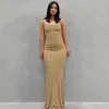 Damen-Designer-Freizeitkleid, Sommer-Spaghetti mit langem schwarzen Rock, Damen, ärmellos, fest, eng anliegend, maximal sexy auf der Veranda