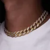 13mm Zarif Altın Kaplama Bling Rhinestone Kristal Elmas Altın Kaplama Miami Küba Bağlantı Zinciri Kolye Erkekler Hip Hop Kolye