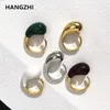 Hangzhi tıknaz su damlası emaye halka pirinç abartılı geometrik ifade açılış vintage y2k parti kadınlar için jewerly 240311