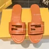 Designer tofflor Roma känner sandaler kvinnor glider män sandal plattform tofflor ff mönster tyg sandal läder sandal spänne band sko strand flip flops storlek 35-42