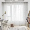 Cortinas dos desenhos animados crianças meninas cortina doce bordado voile para sala de estar pura malha tecido bay janela drape s491 # c