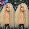 250% 40 Inch 613 Honingblonde Diepe Golf Braziliaanse Volledige 13x4 Kant Frontale Pruiken Transparante Synthetische Lace Front pruiken Preplucked