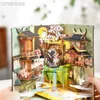 3D Phozzles DIY Book Nook Kit اليابانية ساكورا الرف إدراج الخشبية Bookend Stand 3D Miniature Dollhouse with Furniture Kit Hight Gift Booknook 240314