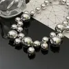 Collier boule en métal plaqué argent, design de niche personnalisé Vintage, chaîne de perles de raisin de mer, chaîne double couche, chaîne de clavicule pour femmes