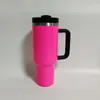 Neon Color 40oz Reusable Tumbler Fluorescent Paint Tumblers with Handle and Straw Stainless Steel Insulated Travel Mug Tumbler DIY