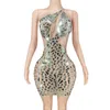 Scene Wear Hollow Out Backless Sequined Banket Aftonklänningar Latin Dance Bodycon Prom Dress Women Sexig Mini Party Club