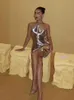 Элегантное серебряное мини-платье с открытыми плечами и открытой спиной, женские облегающие короткие платья без рукавов, модное женское платье для выпускного вечера, Vestido 240311
