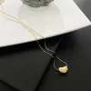 Vintage Golds Color Plated Chunky Dome Drop 14k Yellow Gold Necklaces for Women Fashion Glossy Thick Teardrop Necklace Jewelry Gift