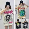 Erkek Kadın Tasarımcı Tshirts Cehennem Yıldız Gömlek Erkekler Tasarımcı Erkek Gömlek Grafik Tee Hipster Sokak Graffiti Yazı Baskı Vintage Siyah Gevşek Giysiler