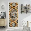 Klistermärken 2st/Set Church Tile Mosaic Pattern Door Art Mural Sticker Bakgrund Vägg Poster Heminredning Peel Stick Wallpaper