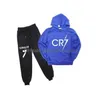 Giyim Setleri Cr7 Ronaldo Kids Hoodies Pantolon 2 PCS/Set Trailsuit Çocuk Un Rahat aydınlık Kapüşonlu Sweatshirt ve Harem 2-14y 201 Dhhoz