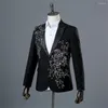 Mäns kostymer Elegant Appliced ​​Two-Piece Suit for Wedding Banket Host Dance Prom Christmas Costume Men Blazer Chinese Style