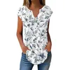 Kvinnors T -skjortor Summer Cap Hylsa för kvinnor Trendiga Loose Casual Dressy V Neck Pleated Tunic Tank Topps Youthful Woman kläder 2024