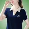 Vrouwen Poloshirt 2024 Zomer Korte Mouwen Polo Hals T-shirt Vrouwen Flip Kraag Vrouwen Top Afslanken Bottom shirt