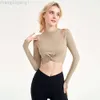 Desginer Bras Lululemmon Samma sexiga korta ihåliga korsdesign från axeln med bröstkuddar för Slant Sports Yoga Top 24SS