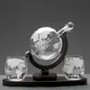 Whiskey Glass Set Crystal Globe Liquor Carafe for Whisky Vodka Sailboat in Decanter with Finished Wooden Stand Bar Tools Cup 240304