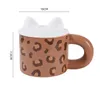 Kupalar kawai el yapımı benzersiz işaretler kapak ısı geçirmez kahve fincanı yaratıcı sap pratik süt doğum günü hediyesi ile seramik kupa