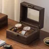 Кожаная коробка для часов, прозрачная коробка для часов с люком на крыше, коробка для хранения часов, стеллаж для коллекции, органайзер, аксессуары 240314