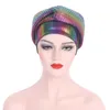 Rhinestones Turban Caps for Woman Shinning Diamonds African Headtie Auto Geles Muslim Head Wraps Female Party Headpiece 240301