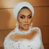 2024 Plus Size Aso Ebi Mermaid Dresses Dresses Bridal Dorts for Bride High Neck Equin Lace Decowed Devined Wedding Devals for African Nigeria Black Women Girl NW140