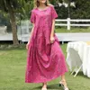 Casual Dresses Beach Midi For Women 2024 Plus Size Boho Comfortable Pleated Loose Flower Chiffon Flapper Dress Cocktail